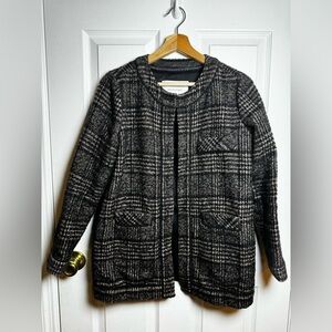 Dea Kudibal Gwyneth Collarless Wool Blend Plaid Jacket Danish Designer Small